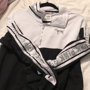 pink half zip with silver sparkly sequence